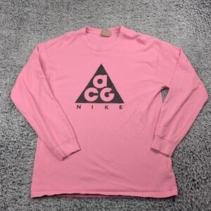 Nike ACG Shirt Adult Small Pink Big Center Print Sports Long Sleeve Athleisure